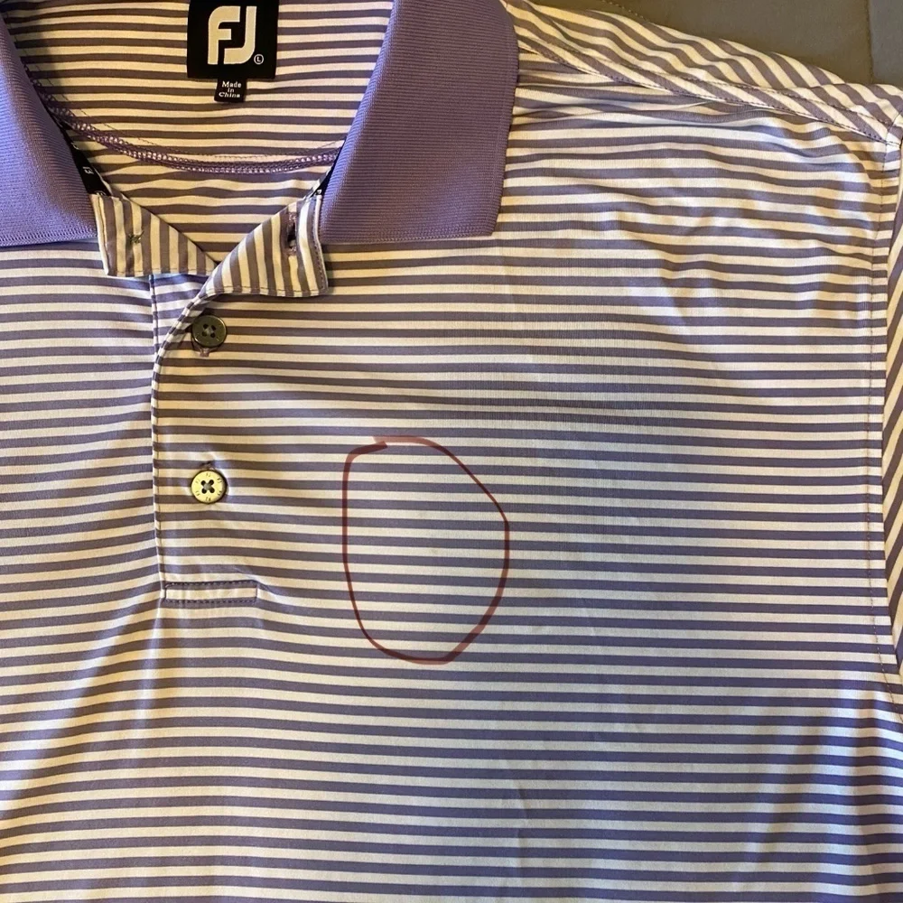 FootJoy Polo Golf Shirt- Men’s Size Large -Purple Stripes - Picture 5 of 10